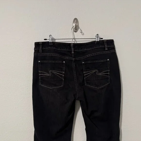 White House Black Market Blanc Flare Leg Black Jeans Pants Sz 14S (35x29) - Picture 7 of 13